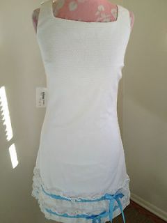 New York White Blue Little Bo Peep Sleeveless Lace Ribbon Dress 2