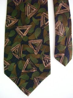 2942 JIMMY VALVANO Silk Necktie Mens Abstract Tie Green