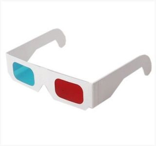 Red Cyan 3D White Paper Glasses Anaglyph 3d red blue film glasses