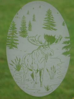 21x33 MOOSE OVAL WINDOW DECAL Country Vinyl Etched Glass Cling Western