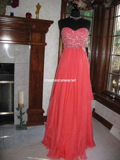 Sherri Hill 3874 Coral Chiffon Beaded Pageant Gala Gown Dress