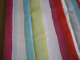 BRIGHT STRIPES WHITE RED BLUE FABRIC SHOWER CURTAIN NEW