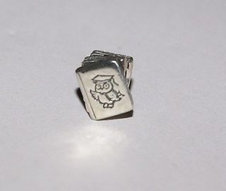 STERLING SILVER 3D OPEN BOOK & BOOKWORM CHARM/PENDANT