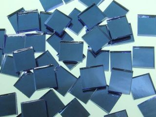 BLUE MOON MIRROR WATERGLASS handcut stained glass mosaic tiles #70