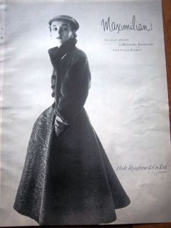 1951 Maximilian Black Persian Broadtail Womens Coat Ad