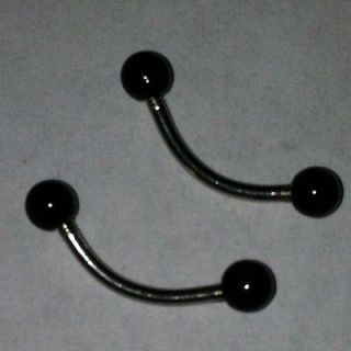 Small Curved Barbell  18g  Solid Black Balls   Eyebrow