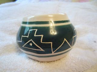 Ute mountain tribe green and white pottery bowl.very nice.no chips