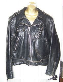 Vintage mens LEE TREVOR black bikers leather INDIAN MOTORCYCLE Jacket
