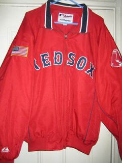 Boston Red Sox, Red Nylon Jacket w/Sox on one arm American Flag on