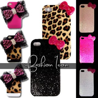 New Sexy Lady 3D Bling Bow Hard Case Cover For iPhone 4 4S 4G   Choice