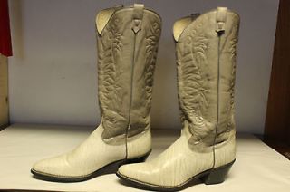 VTG WOMENS SHEPLERS EEL PRINT COWBOY LEATHER WHITE/GRAY BOOTS SIZE 9