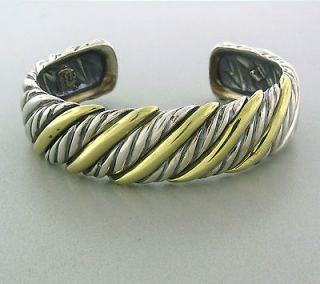 YURMAN STERLING SILVER 18K YELLOW GOLD SCULPTED CABLE CUFF BRACELET