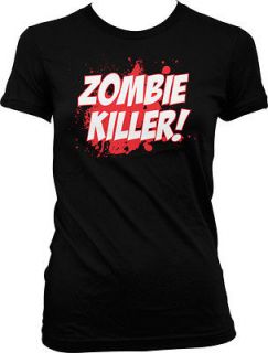 Zombie Killer Juniors Girls T shirt Outbreak End Of The World Walking