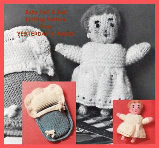 Easy KNITTING PATTERN to make a 5 Baby Bunting Rag Doll & Cosy Bed