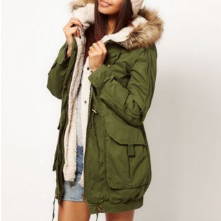 Women Thicken Fleece Warm Winter Coat Zip Hooded Parka Overcoat Long