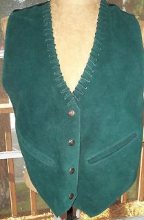 Urban Hunter Green Suede Western Style Brass Button Vest * Size M*