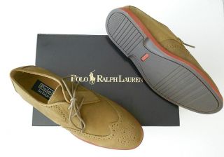 POLO RALPH LAUREN MEN 10M NEW Shoe Oxford Wingtip Tan Leather Suede