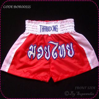 Red/ White Muay Thai Kick Boxing Shorts MMA Trunks size S