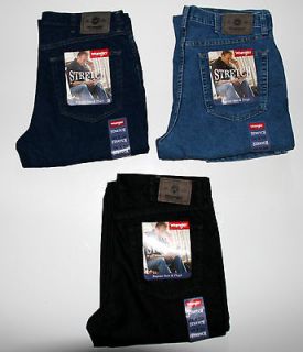 New Wrangler Men`s Stretch Jeans Regular Fit All Sizes Three Colors