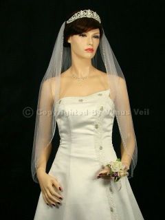 2T Bridal Ivory Fingertip Length Beaded Edge 30 x 36 Wedding Veil