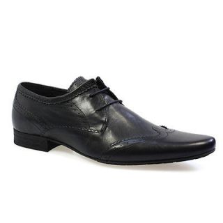 By Hudson Ellington New Dye Black Leather Mens Brogue Shoes