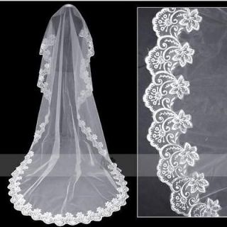 White/Ivory Veils Classical Elegant Chapel Wedding Bridal Lace Edge