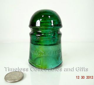 Antique Electrical Insulator Green Glass Brookfield #3