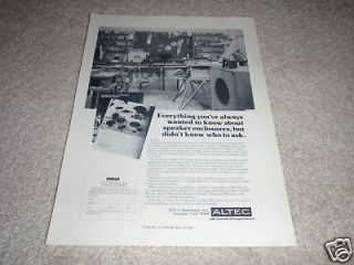 Altec Speaker Ad from 1975, Rare one details cabinets