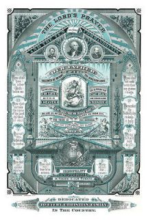 1882 Lords Prayer And 10 Commandments George Washington Poster