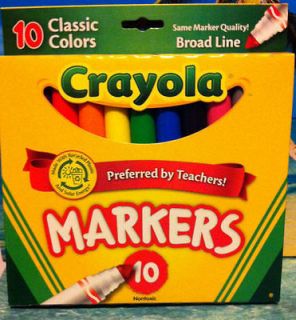 10 Crayola Classic Markers Broad Line NonToxic Assorted Color School