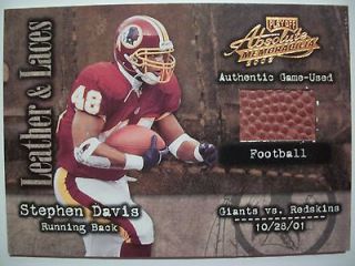 2001 PLAYOFF ABSOLUTE LEATHER AND LACES STEPHEN DAVIS , REDSKINS