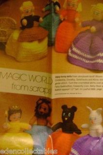 Vtg Crochet Patterns~Story Book Topsy Turvy Dolls~Wizard Oz~Cinderella