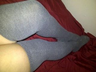 my Well Worn THIGH HIGH SOCKS womens Gray Cotton used Stockings