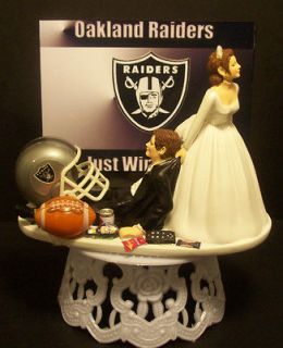 Oakland RAIDERS FOOTBALL WEDDING CAKE TOPPER SPORTS FUNNY Just win