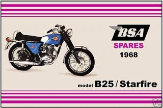 BSA Parts Manual B25 Starfire 1968 FACTORY Replacement Spares Catalog