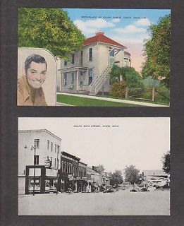 Lot of 2 Postcards Cadiz Ohio OH Birthplace of Clark Gable Movie Star