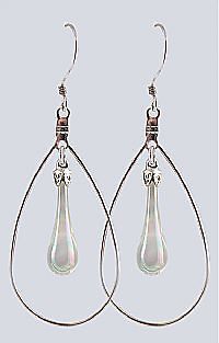 CRYSTAL IRIDIZED Fenton Art Glass TEARDROP EARRINGS .925 Silver New