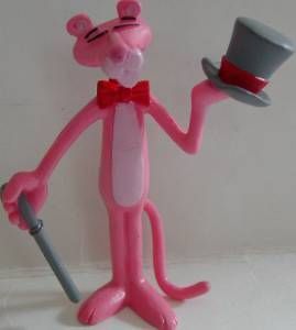 Pink Panther with Grey Top Hat and Cane 3 inch Plastic Figurine