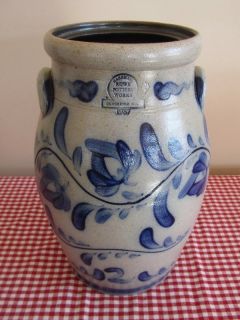 Works Blue Decorated Stoneware Crock Butter Churn DETAILED 1987