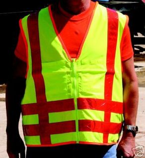 QTY 12  HIGH VISIBILITY REFLECTIVE GREEN SAFETY VESTS