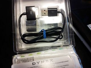 Dynex Ipod USB 30 pin Sync Charge Charging Cable Black 3 Ft. IN BOX