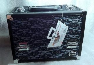 Caboodles Stylist Grand Train Case   Silver and Black Lace   Brand New