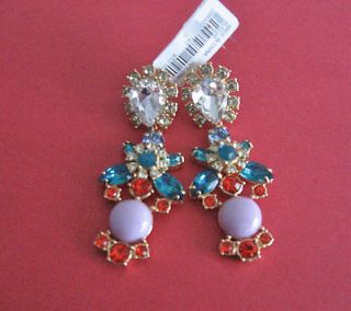 Crew New With Tag Crystal Color Earrings ColorBlue/Ora nge