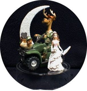 Funny Hunter Groom WEDDING CAKE TOPPER TOP Dark hair bride  CATCH