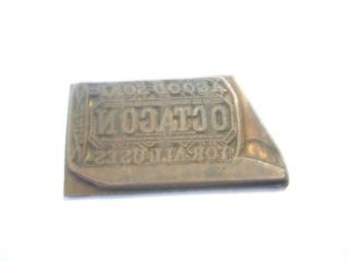 OCTAGON Soap Bar  Copper Printing Plate  1 3/4 x 1 NICE