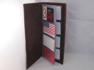 BUSINESS CARD PICTURE HOLDER 18 PAGES NEW BROWN LEATHER GIFT IDEA FREE