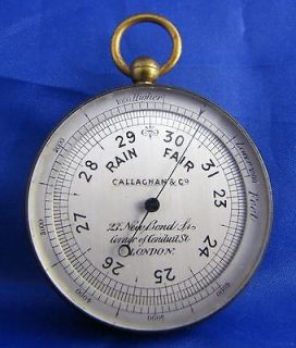 Antique 1800s Callaghan & Co London pocket weather Barometer LAYBY