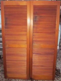 Vintage 2 Wooden Louvered Sliding Shutter Like Closet Doors On Rollers