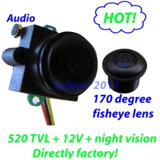 wide angle 170 deg video audio color Mini security Camera MC495A 12V