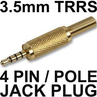 METAL 3.5mm 1/8 AUDIO VIDEO JACK PLUG CONNECTOR TRRS 4 PIN WAY POLE